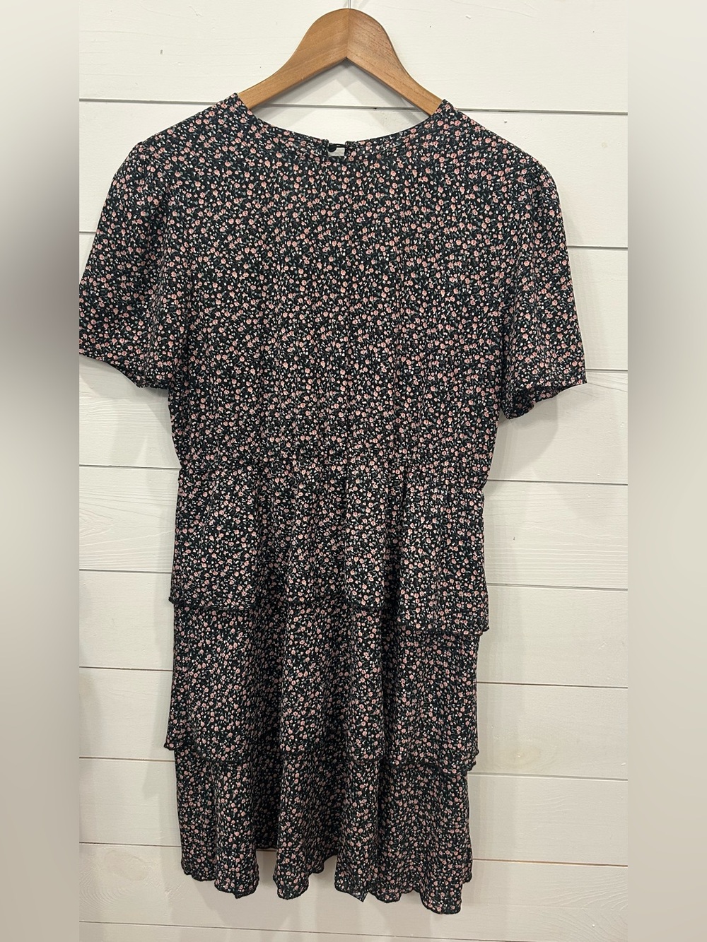 SHEIN Black Dress with Pink and Cream Floral Print